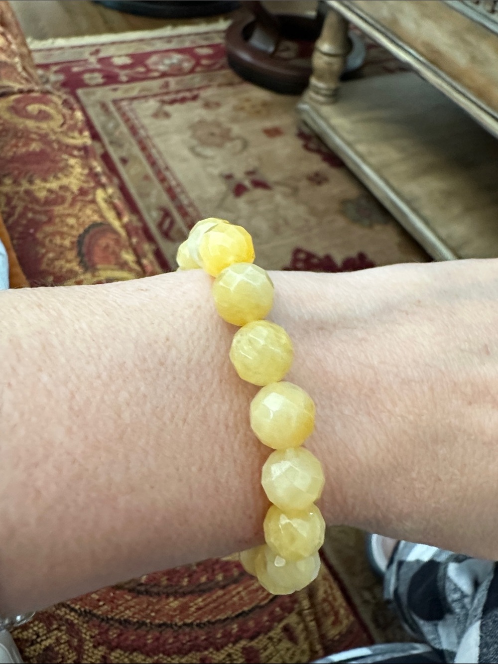 Yellow Faceted Bead Stretch Bracelet - Women Jewelry
